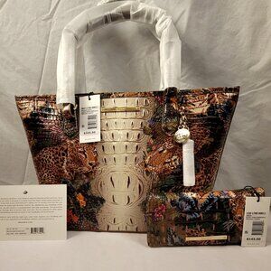 2 pc. NWT BRAHMIN ACADIA TIGER ANIMAL MEDIUM ASHER PURSE/BAG ADELLE WALLET SET